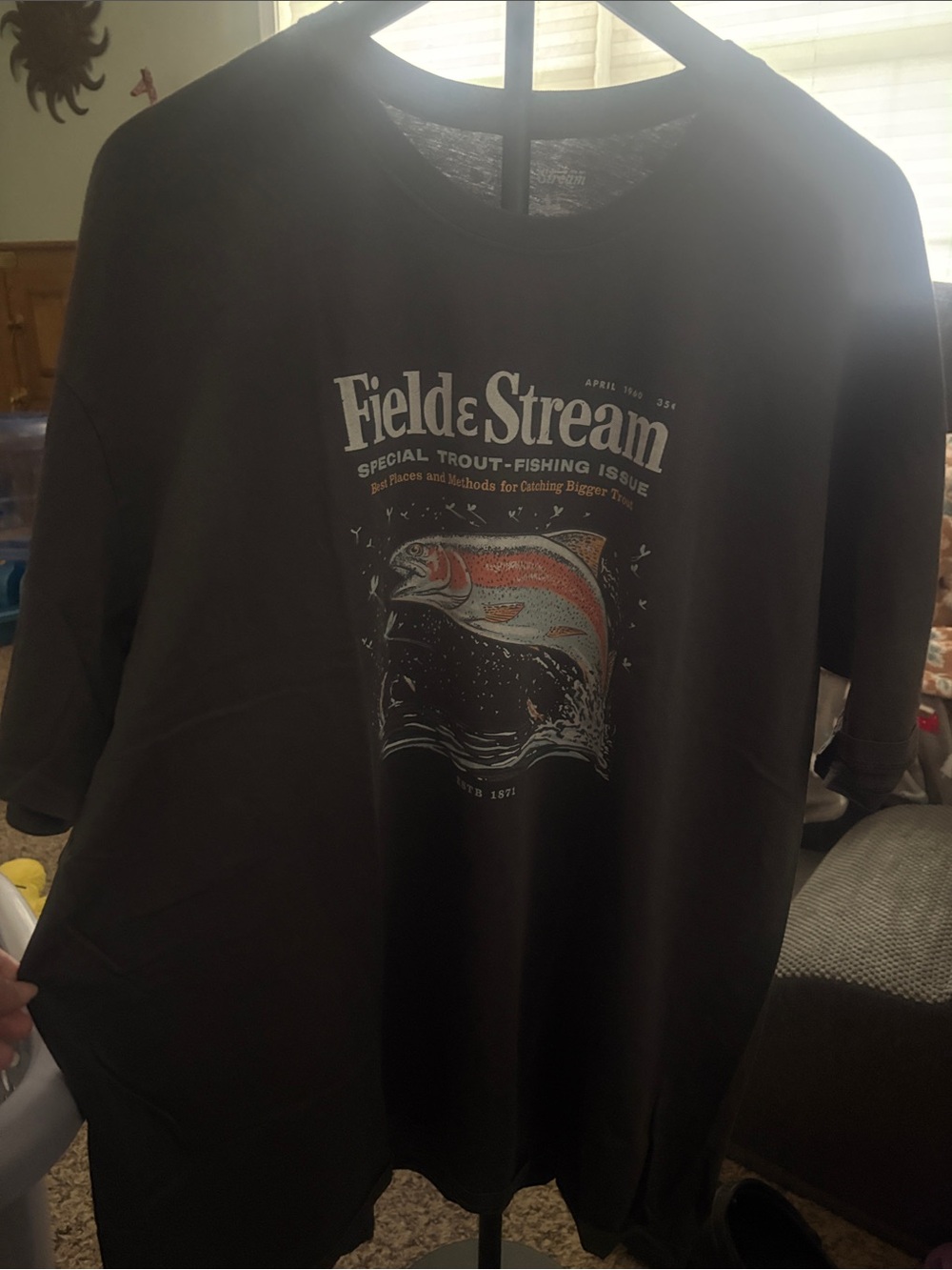 Field & Stream Black Tee with Multicolor Trout Graphic